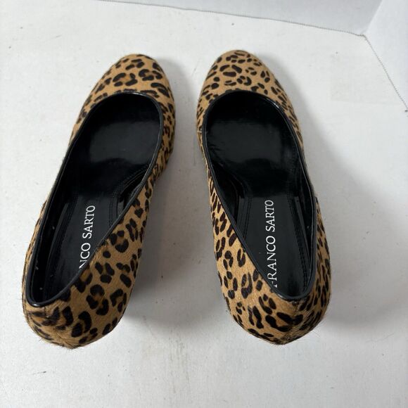 Franco Sarto Heels Womens Size 8 Zeus Leopard Cheetah Print Calf Hair Wedge B1 - Picture 7 of 12